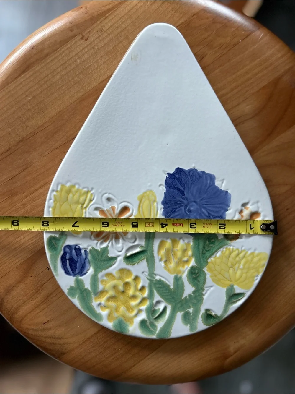 Folkart Bennington Potters 1561 Teardrop Floral Trivet Wall Hanging David Gil
